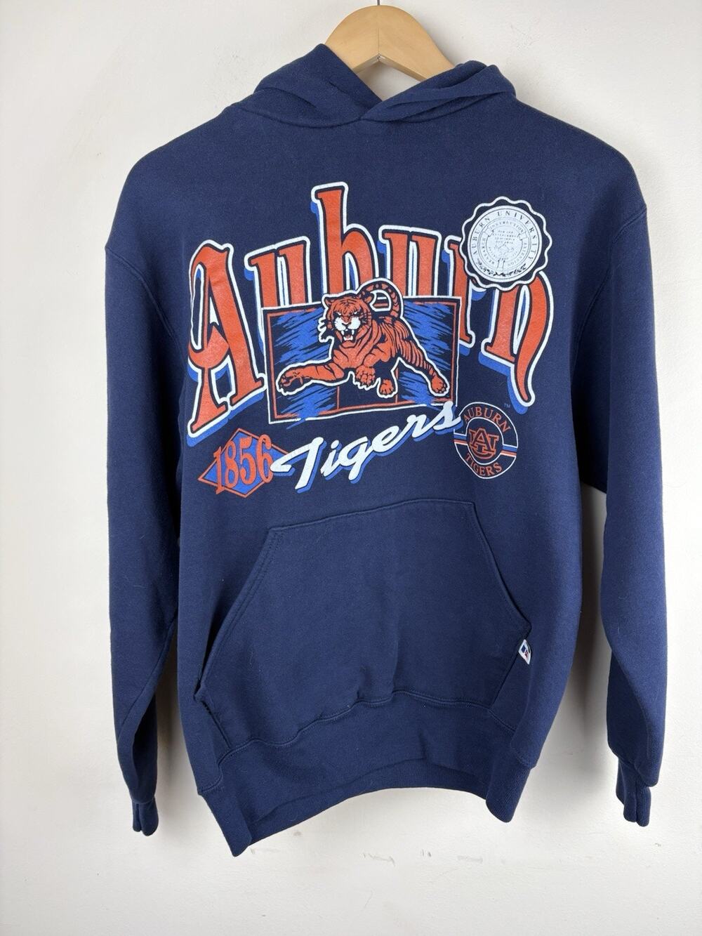VTG Russell Athletic Auburn University Sweatshirt Hoodie Med Blue 90s Tiger USA